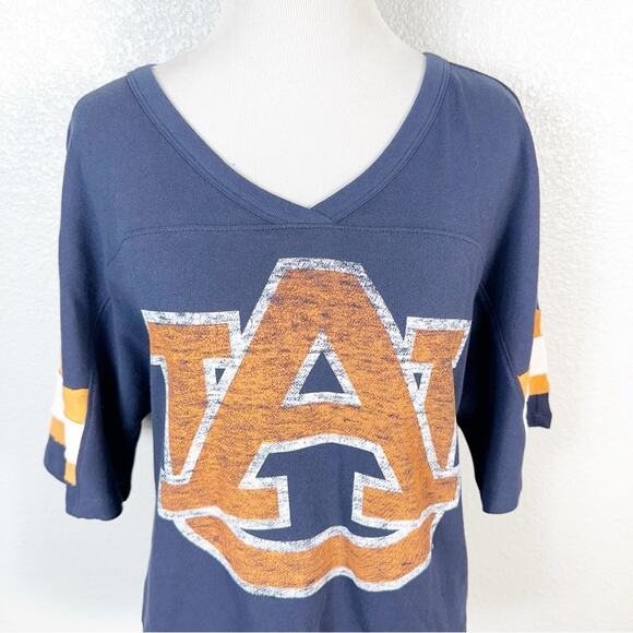 ‘47 Brand NEW Women’s Retro Auburn University Striped Sleeve Tee Size Small - Picture 2 of 7
